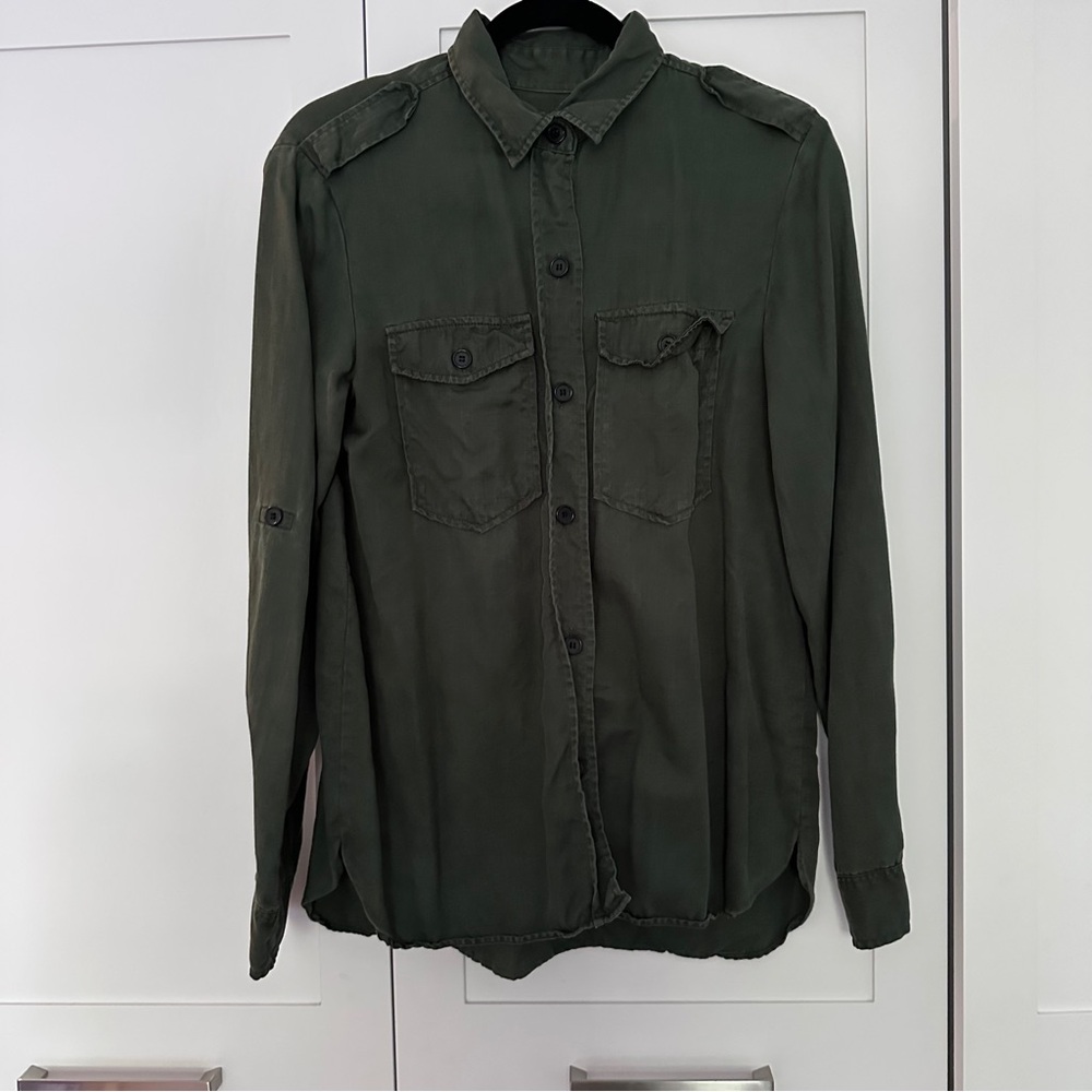 Zara Olive Green Denim Shirt